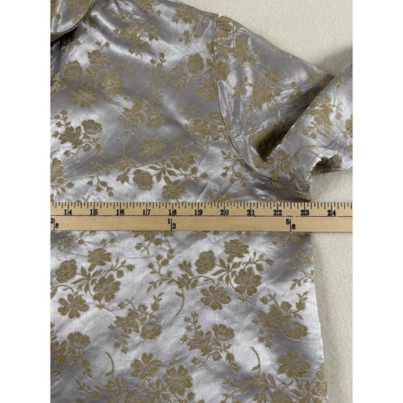 Bella Notte Colette Top Embroidered Satin Loungewear Size Large Mother Of Pearl - Picture 8 of 9